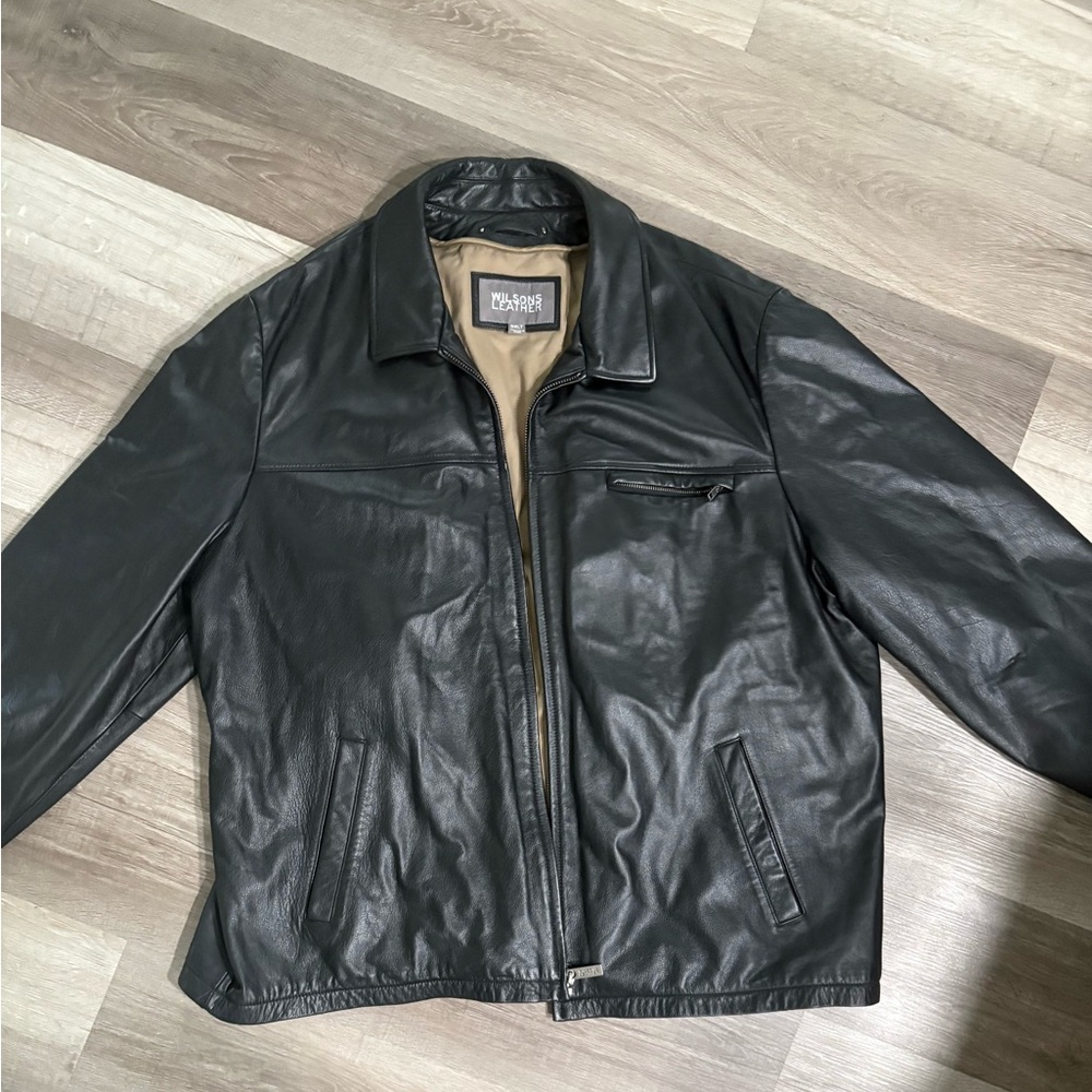 Wilsons Leather Black Men's Classic Zip-Front Leather Jacket